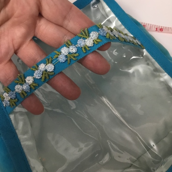 Beautiful Vintage Velour & Clear Plastic Pouch - Picture 4 of 5